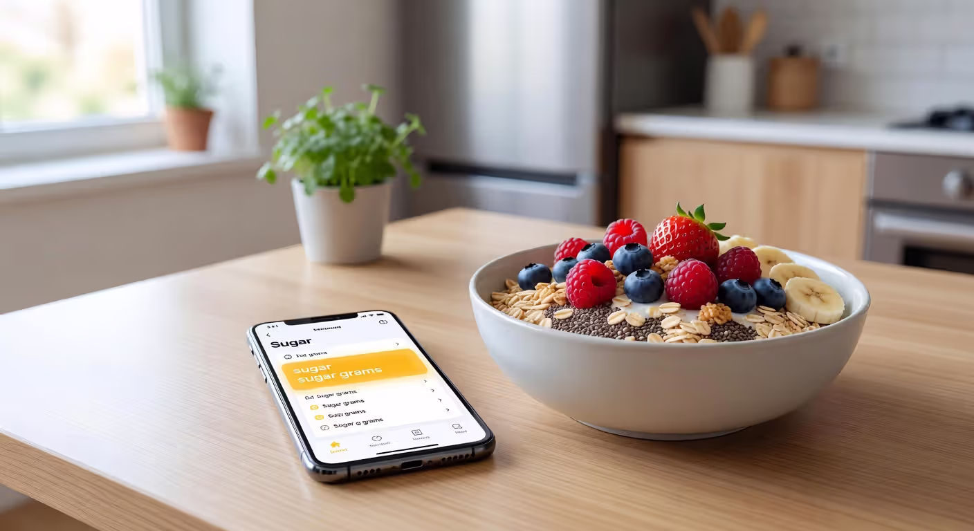 Mobile app tracking daily sugar intake