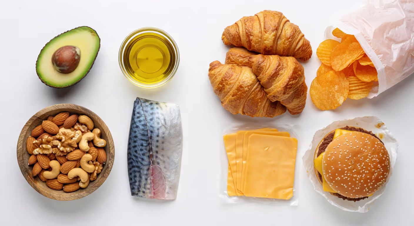 Comparison of healthy and unhealthy dietary fats