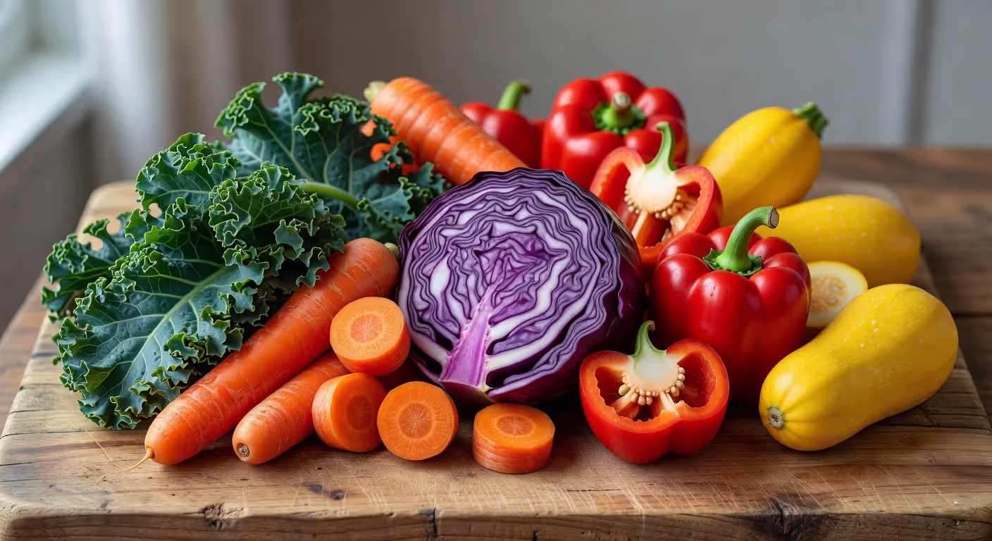 Colorful variety of fresh vegetables showing nutritional diversity
