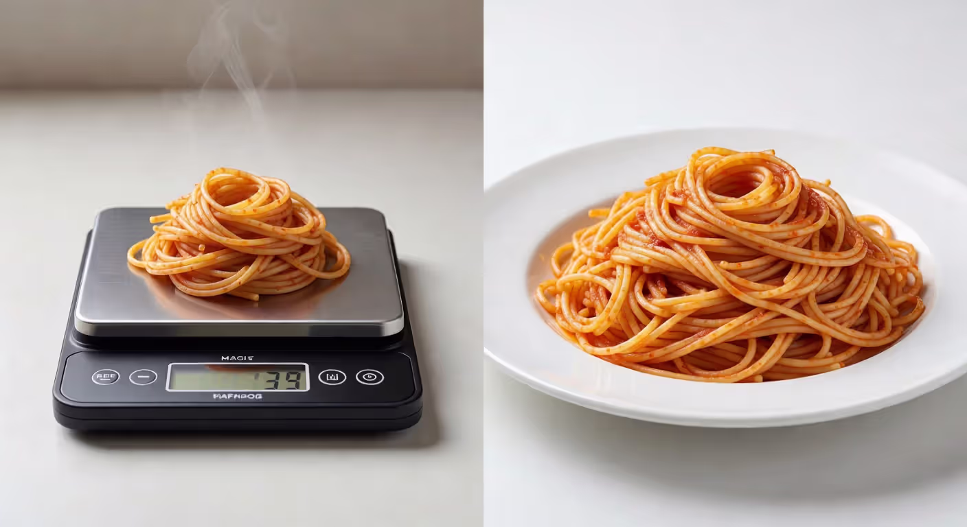 Comparison of measured portion versus typical oversized portion