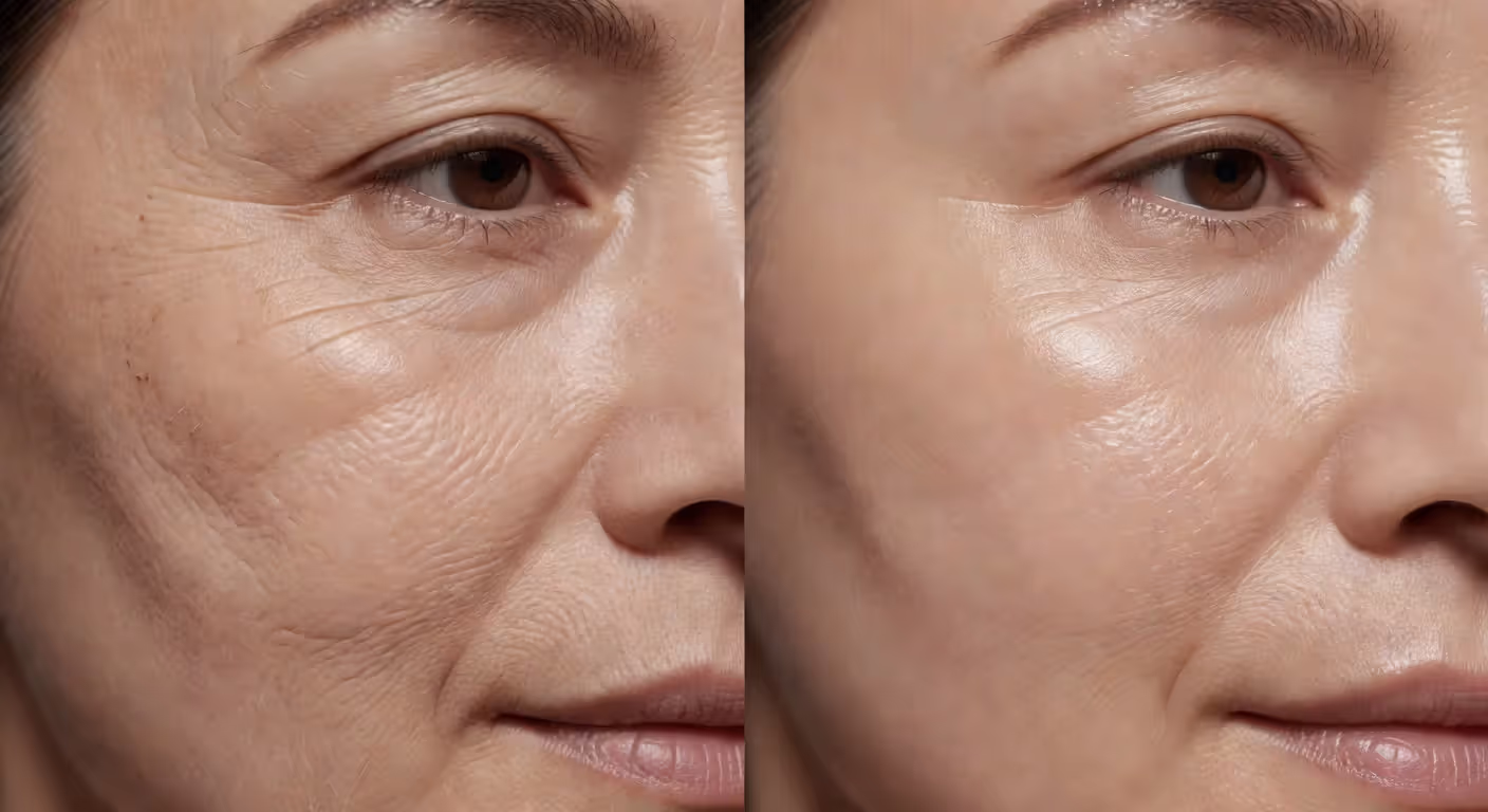 Before and after skin hydration improvement with hyaluronic acid treatment