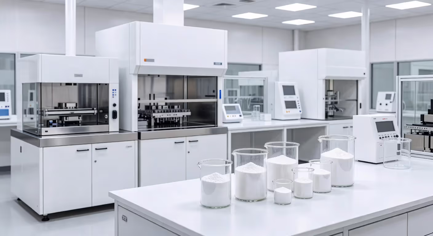 Laboratory setting where creatine monohydrate supplements are manufactured
