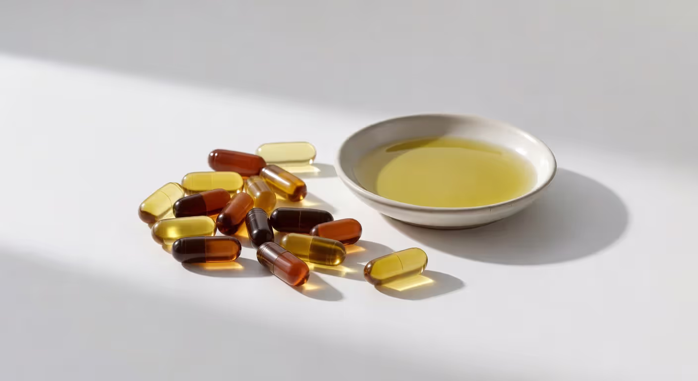 CoQ10 supplement capsules with healthy fats for absorption