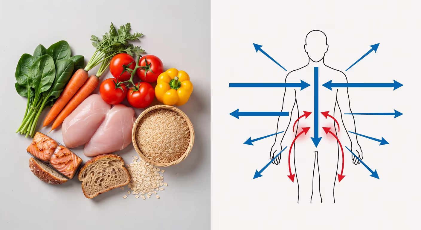 Visual representation of how diet affects energy balance and weight loss