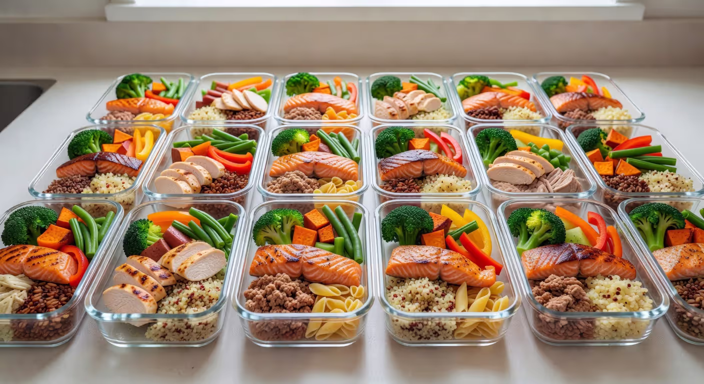 Meal prep containers showing weekly diet plan organization