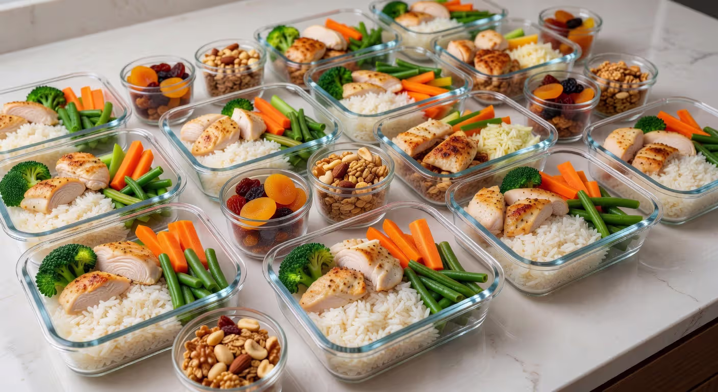 Organized meal prep containers for weight gain diet