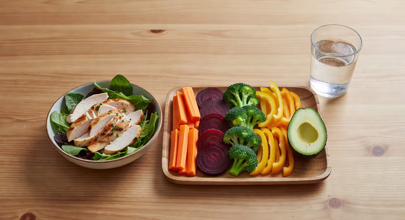 Healthy balanced meal during intermittent fasting eating window