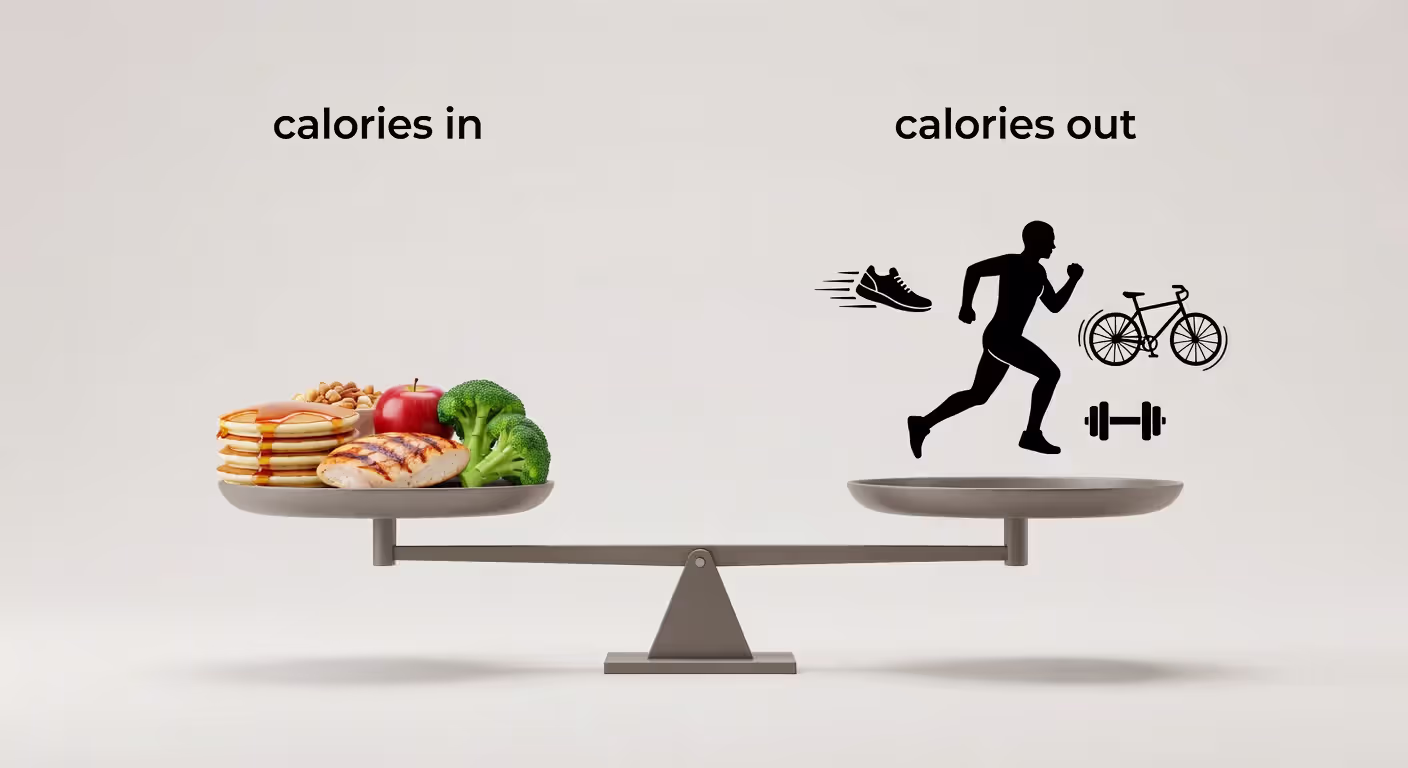 Visual representation of calorie balance and deficit concept