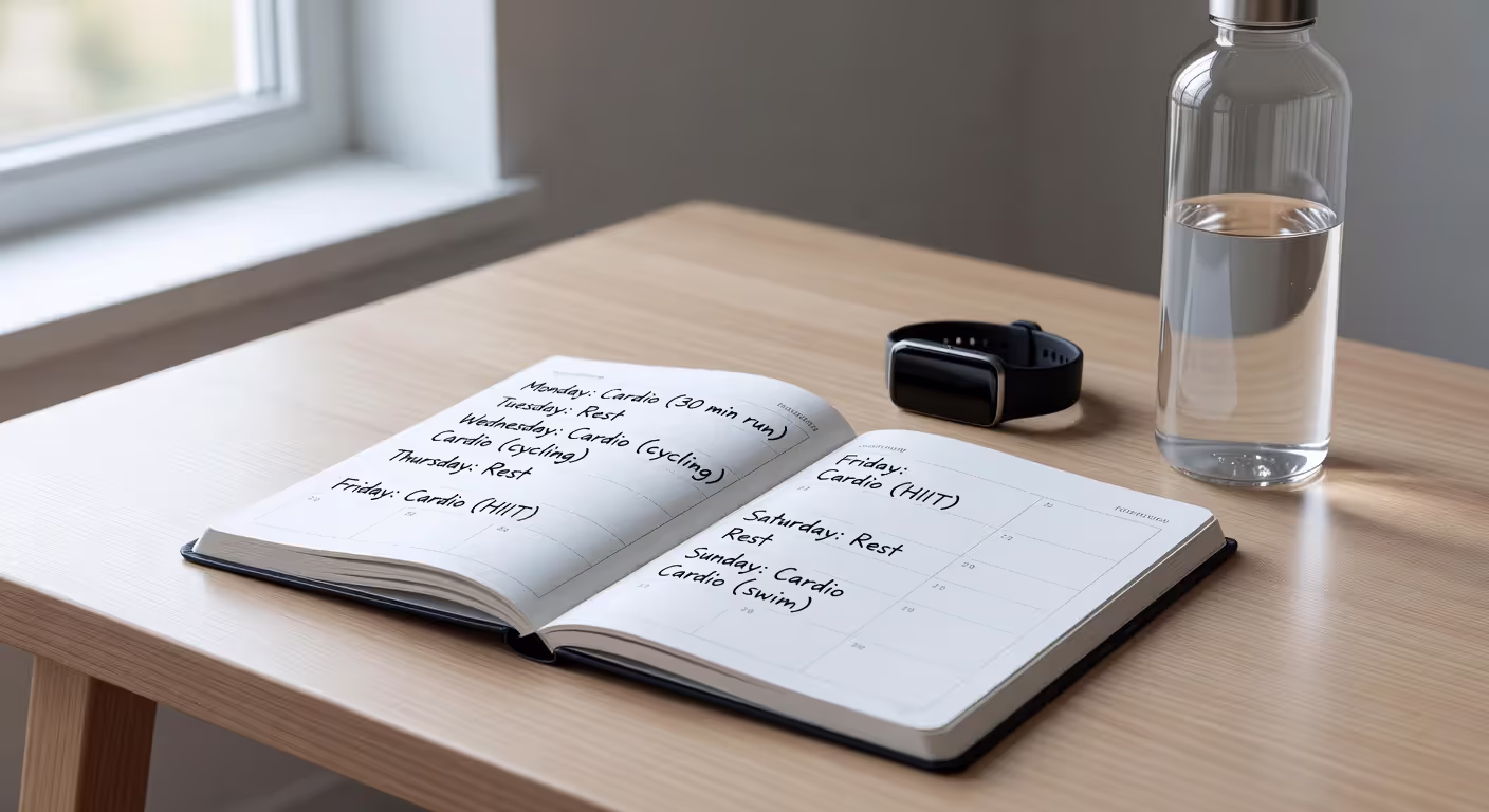 Weekly cardio workout schedule planning