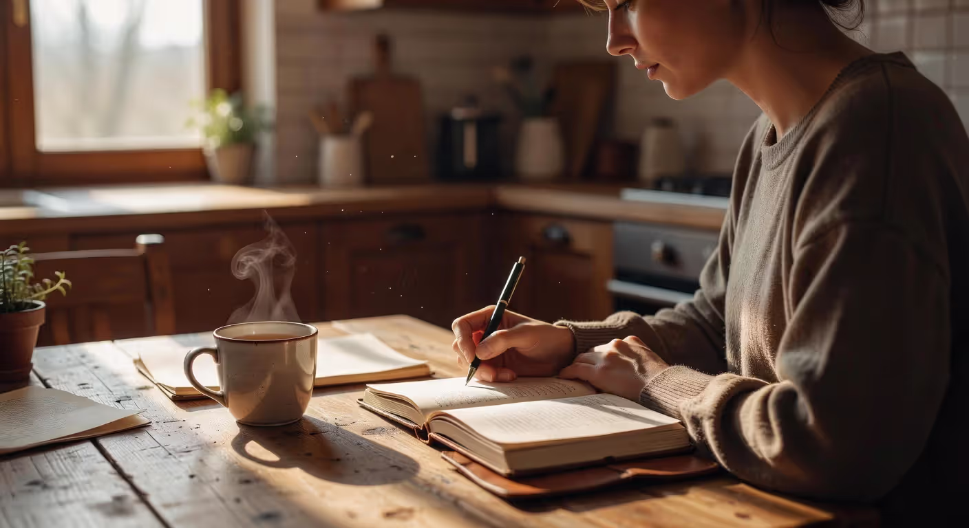 Person tracking health goals in a journal