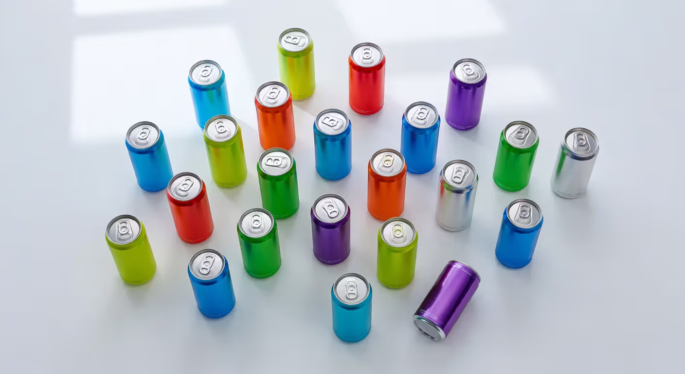 Assortment of popular energy drink brands showing variety in packaging and sizes