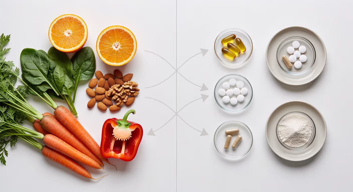 Whole food sources versus vitamin supplements comparison