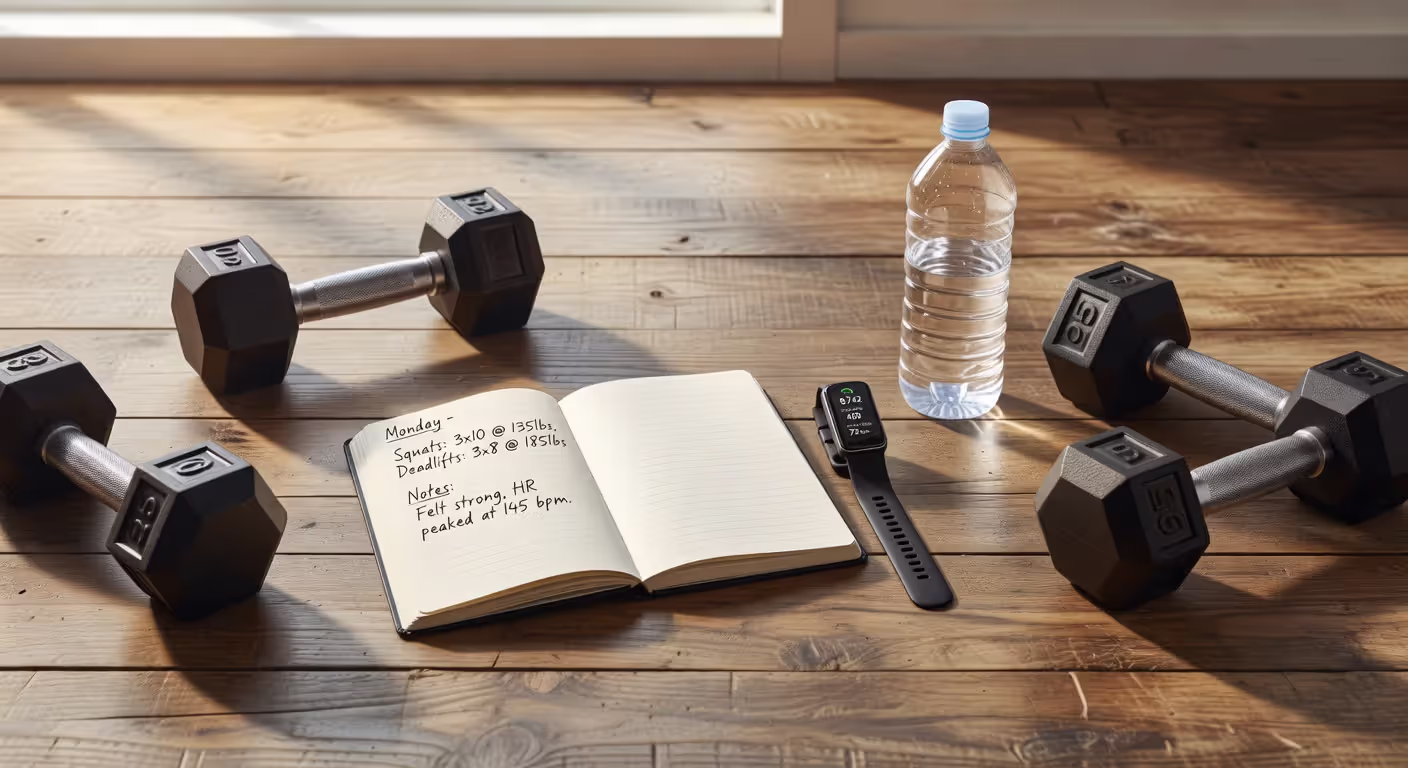 Workout tracking tools and gym equipment