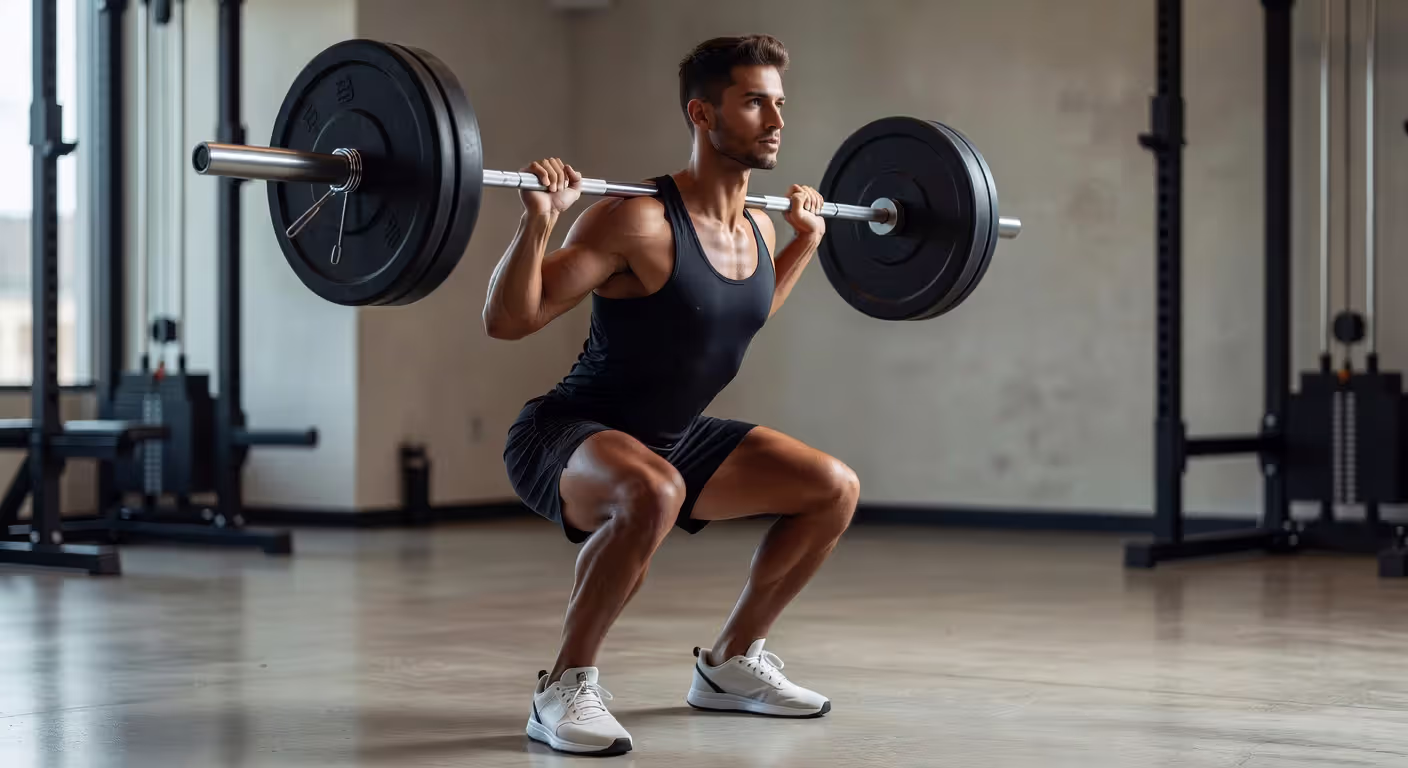 Proper barbell squat form demonstration