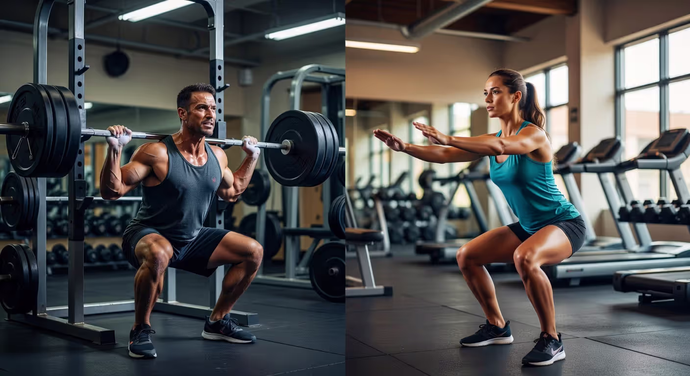 Visual comparison of strength training versus endurance training methods