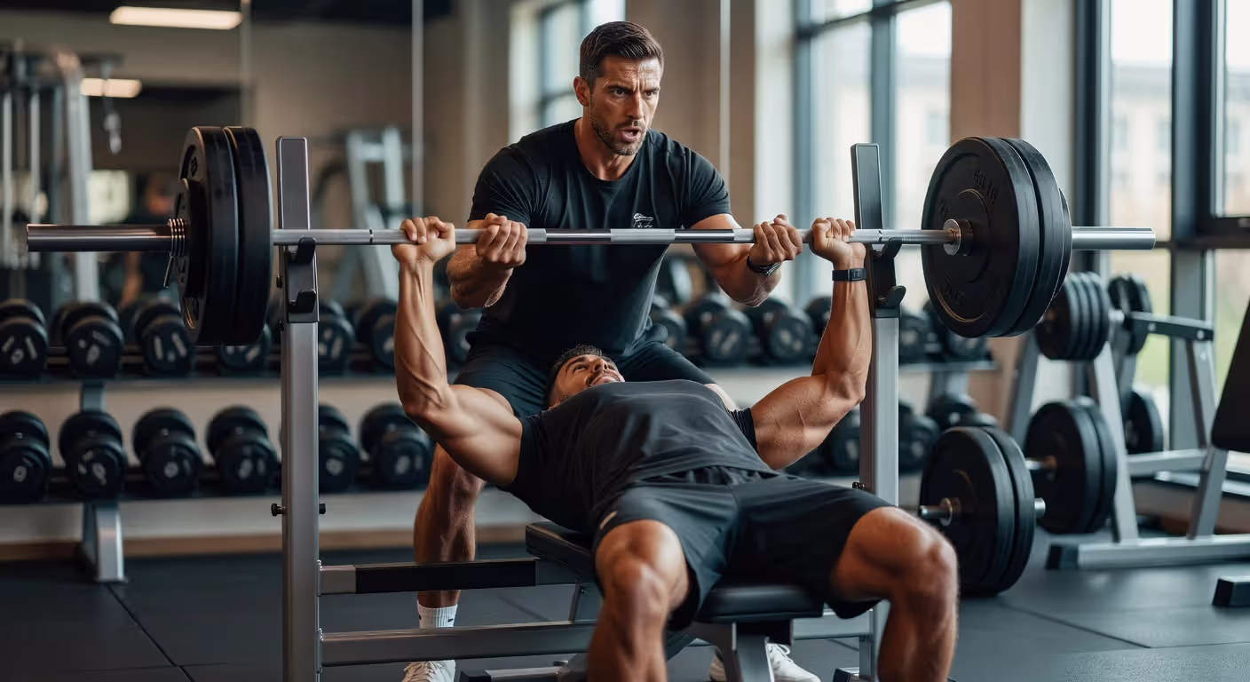 Safe strength training with proper spotting and technique supervision