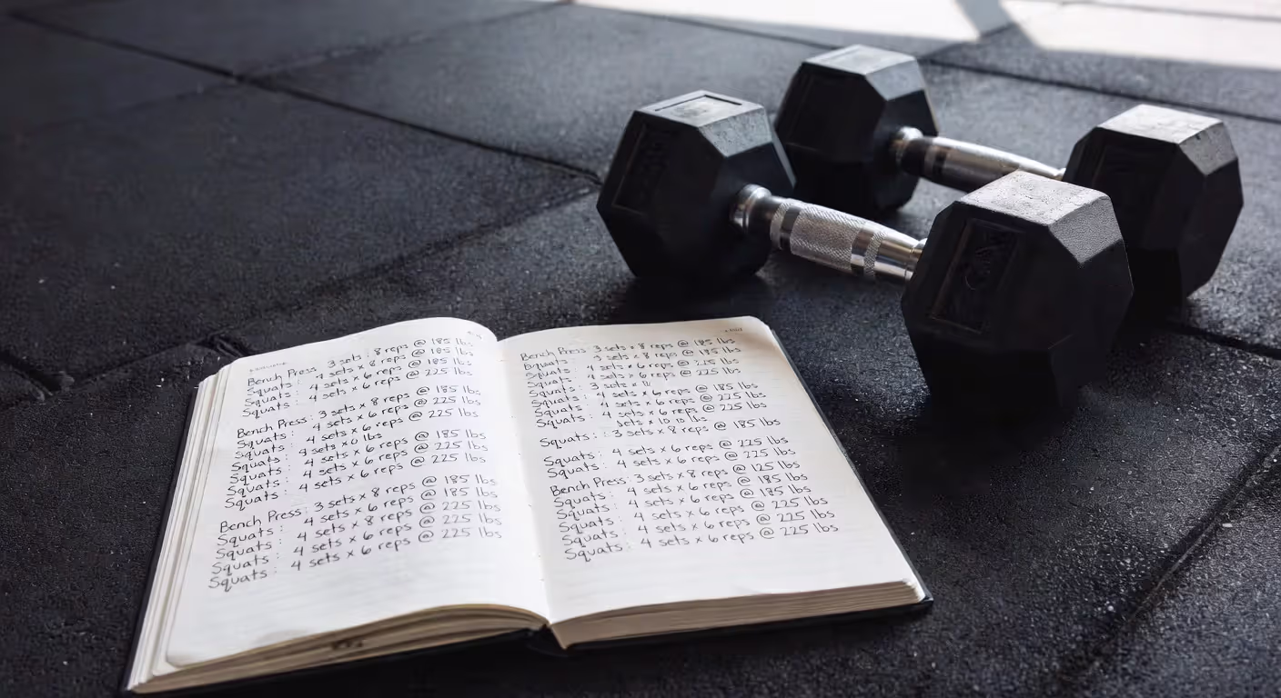 Workout tracking journal for progressive overload