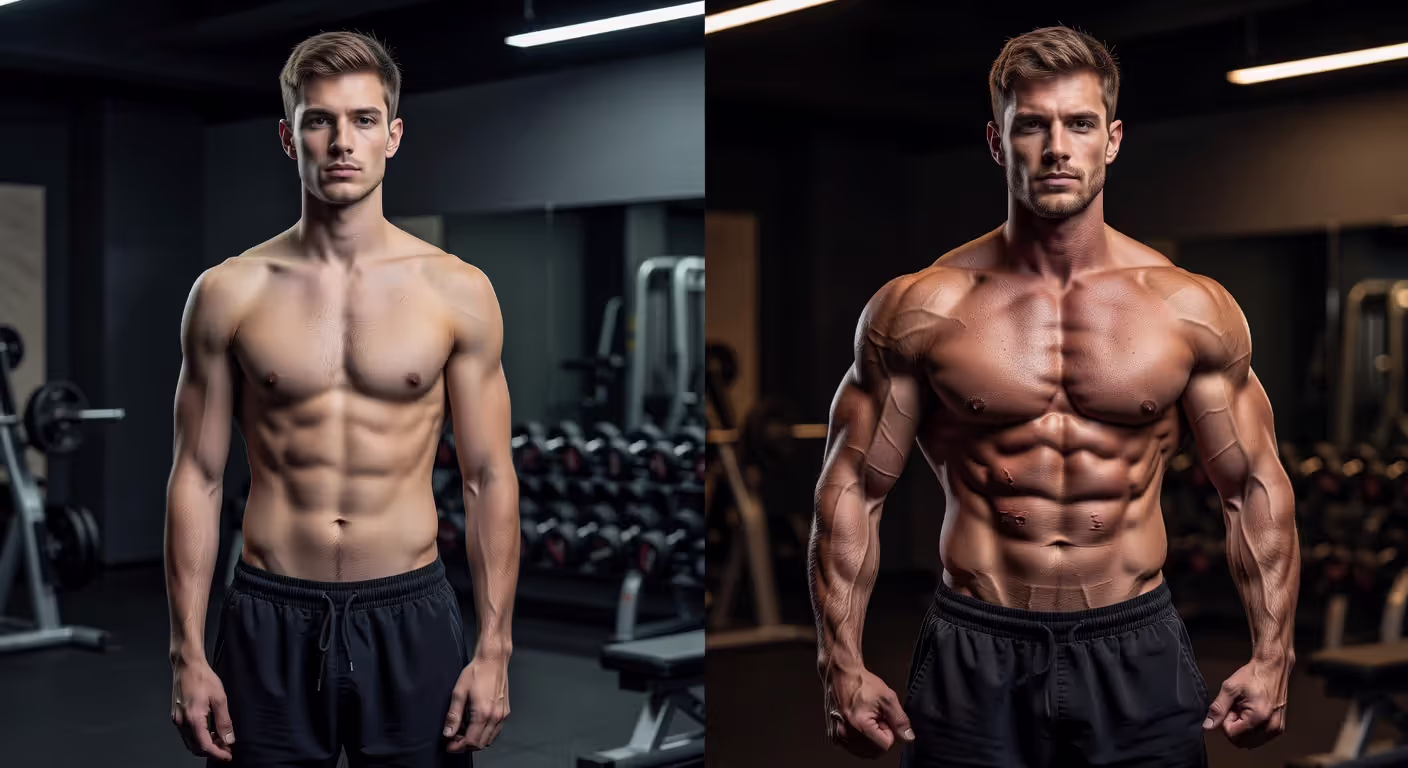 Muscle building transformation results from consistent training