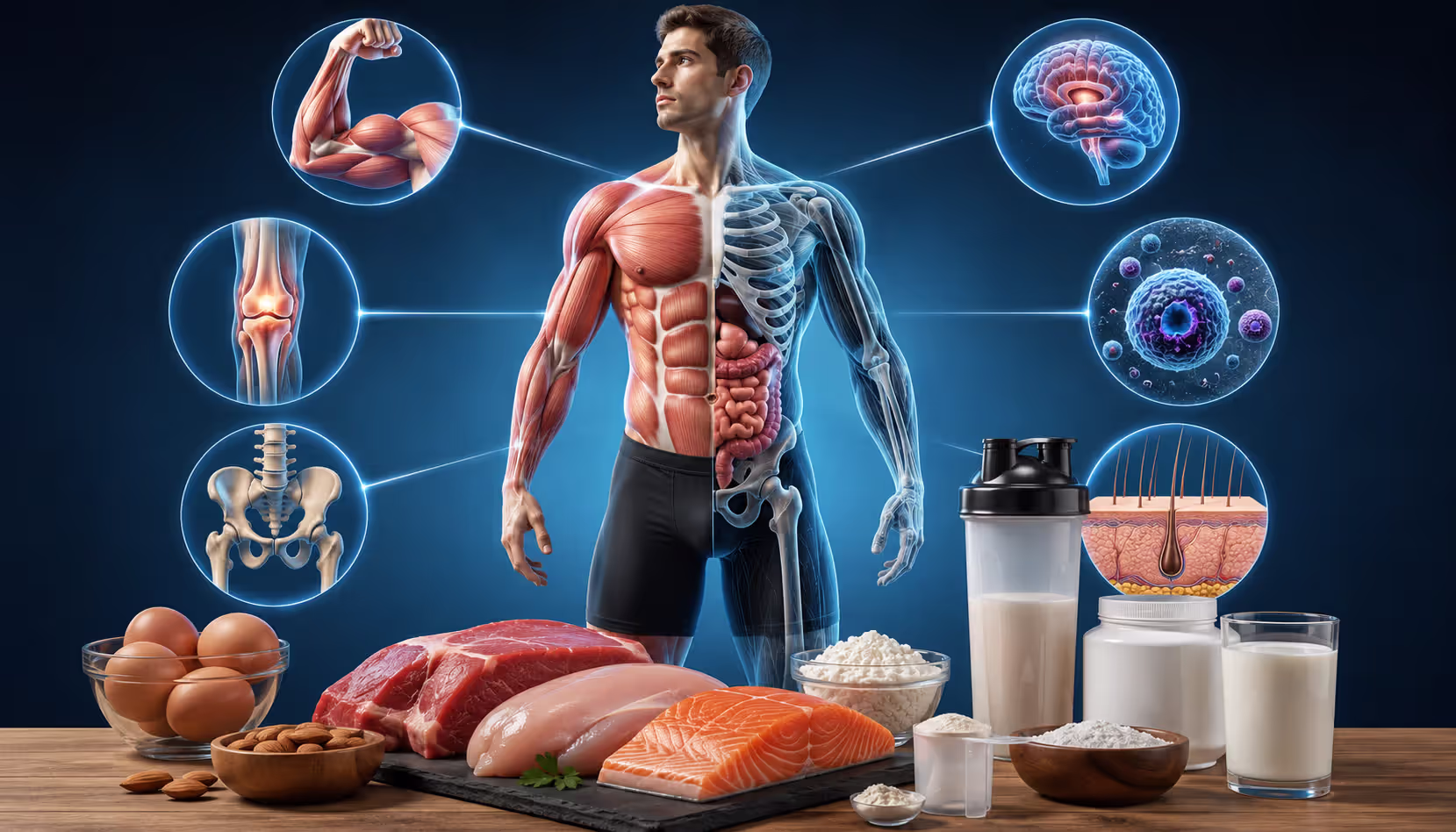 Visual representation of protein benefits throughout the body