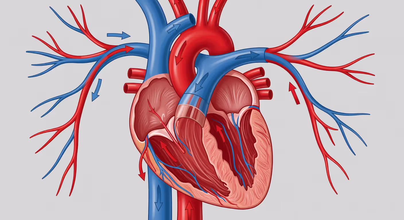 Anatomical view of heart pumping blood through circulatory system