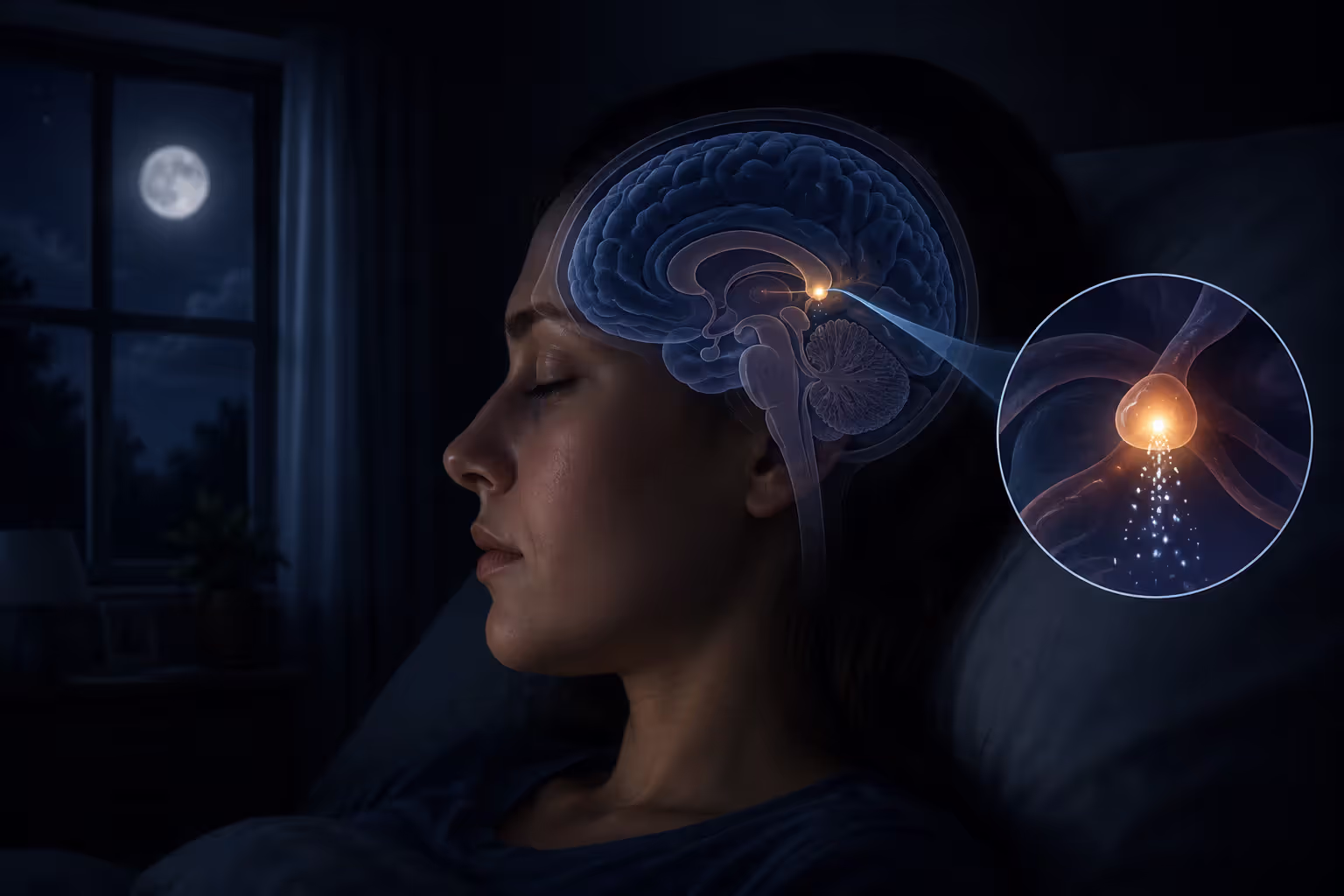 Pineal gland producing melatonin in response to darkness
