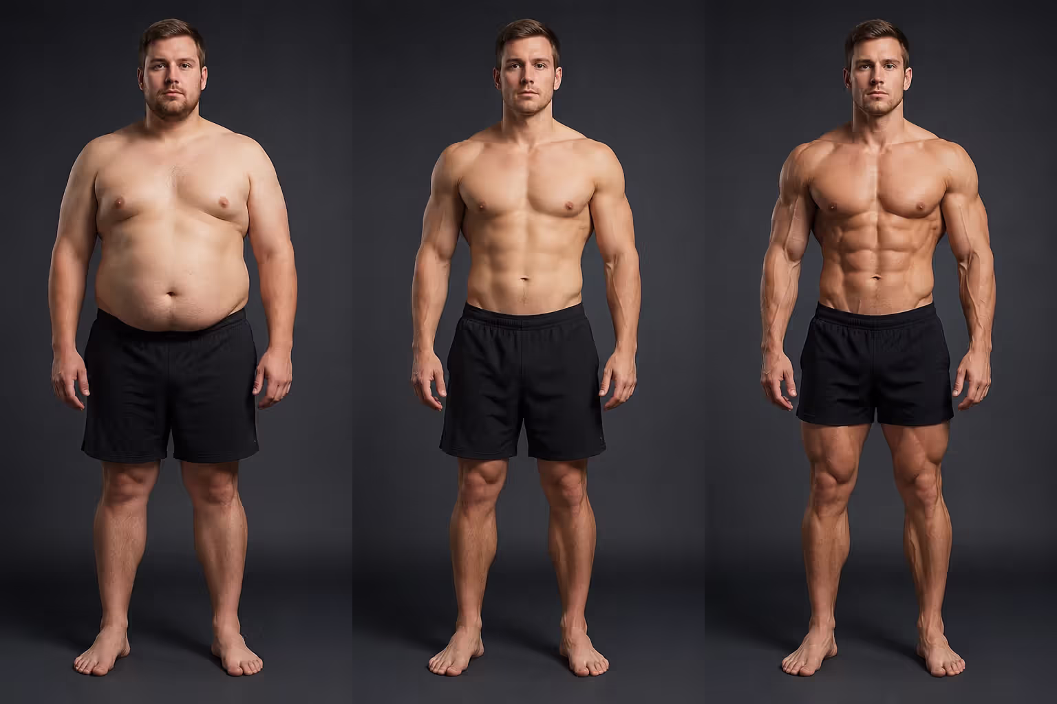 Visual comparison of body composition at same weight with different fat and muscle ratios