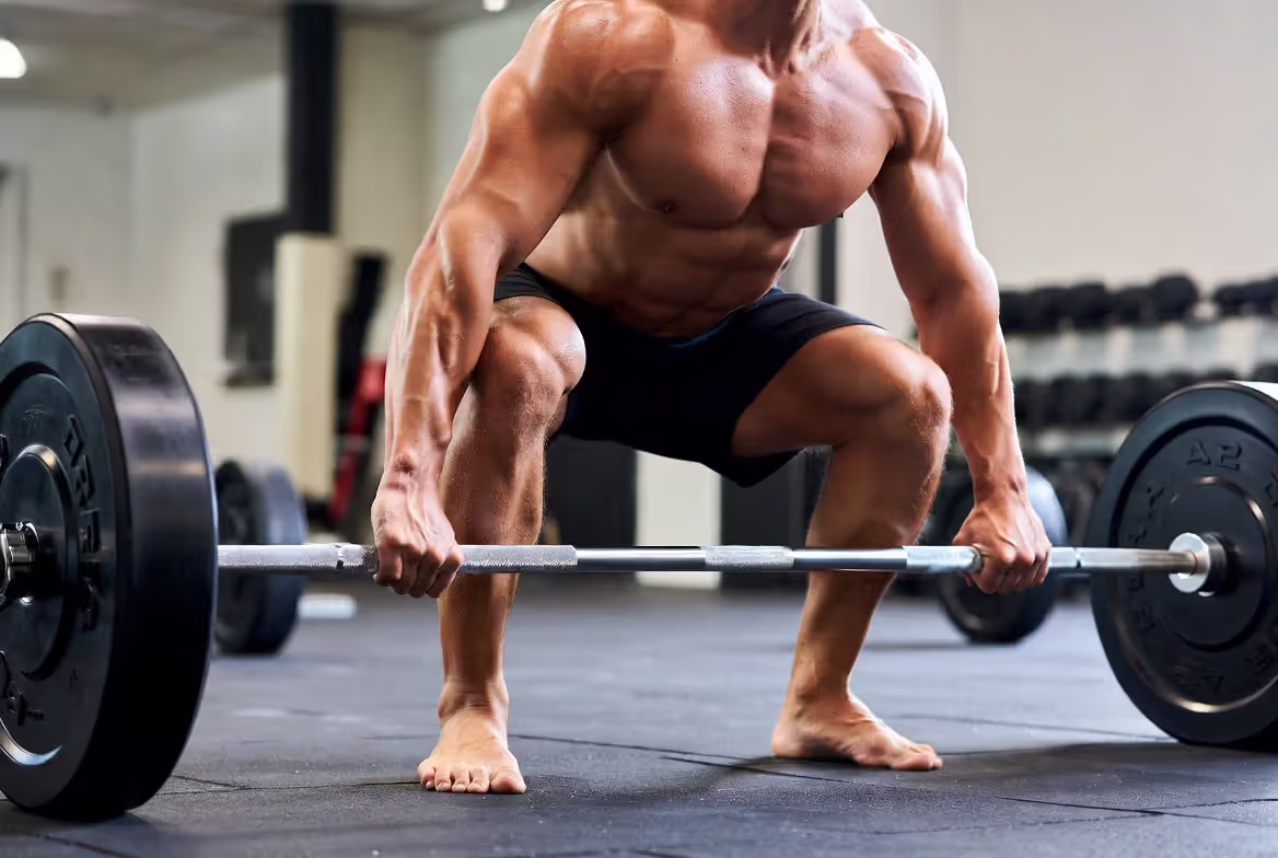 Deadlift starting position showing grip and setup for maximum strength